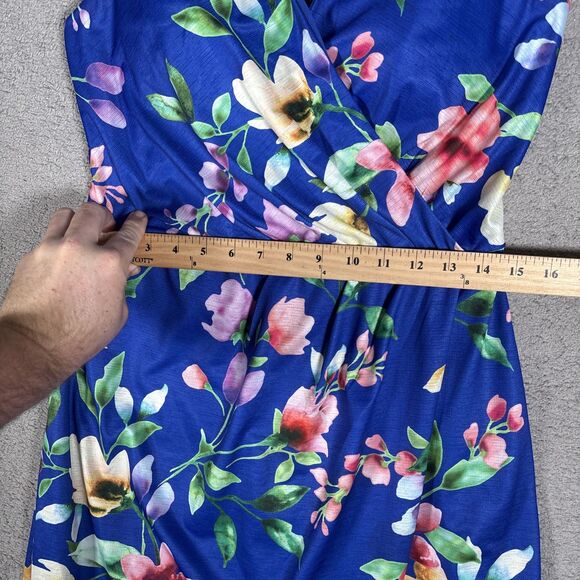 Guess Women’s Size 12 Tulip Cocktail Mini Dress Blue Flowers Knee Length Wedding - Picture 8 of 16